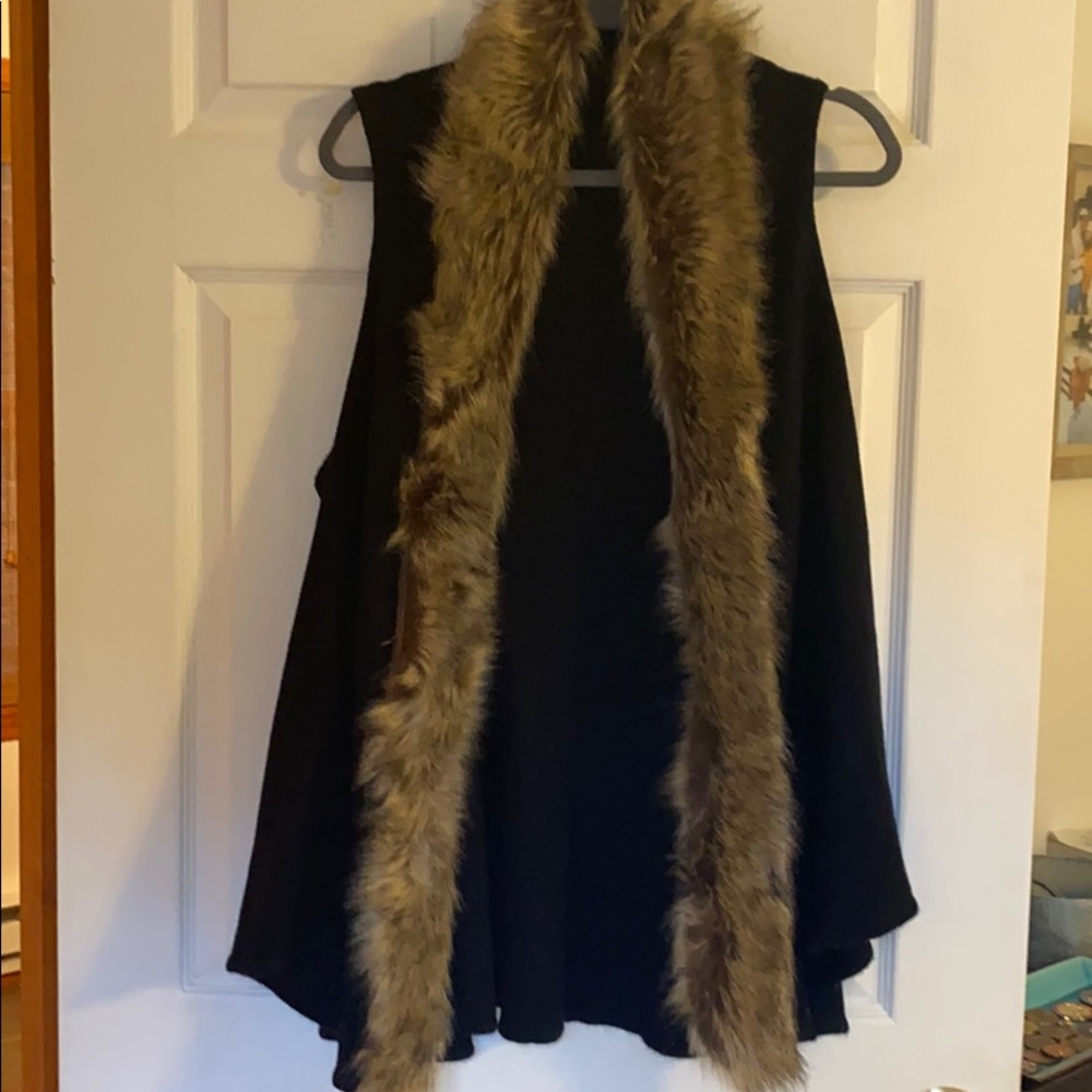 Faux fur, knit tunic vest